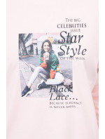 Halenka s potiskem Star Style v pudrově růžové barvě