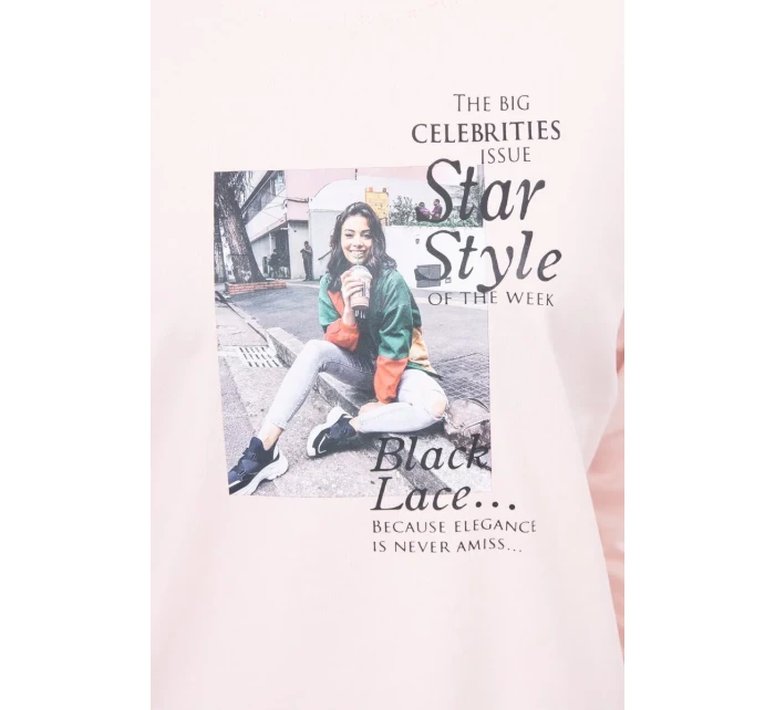 Halenka s potiskem Star Style v pudrově růžové barvě Halenka s potiskem Star Style v pudrově růžové barvě