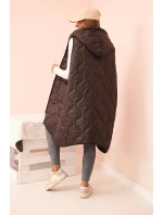 Dámská prošívaná vesta Plus Size s kapucí na zip mocca Dámská prošívaná vesta Plus Size s kapucí na zip mocca