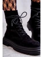 Dámské semišové boty se zavazováním Černé model 21598522 - S.Barski