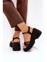 Sandály Na Platformě A Klínu Z Eko Semiše Černé model 21687601 - Boto Sandály Na Platformě A Klínu Z Eko Semiše Černé model 21687601 - Boto