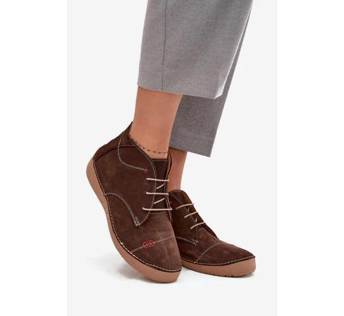 Kožené dámské polobotky s prošitím na zip Artiker 57C2117 hnědé