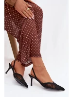 Sandály z pleteniny na podpatku Černé Hanelis