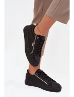 Dámské tenisky z eko kůže Big Star – černo-zlaté Dámské tenisky z eko kůže Big Star – černo-zlaté