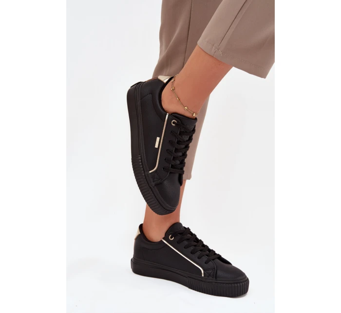 Dámské tenisky z eko kůže Big Star – černo-zlaté Dámské tenisky z eko kůže Big Star – černo-zlaté