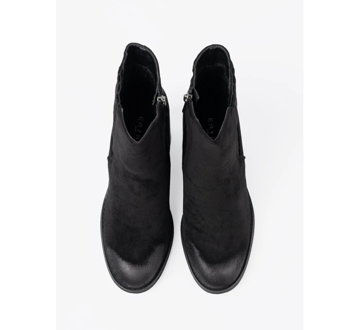 Pohodlné černé kotníčkové boty dámské na širokém podpatku Pohodlné černé kotníčkové boty dámské na širokém podpatku