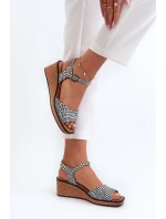 Dámské sandály Na Klinu Sergio Leone SK303 Černobílé