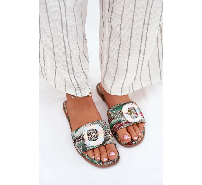 Ploché dámské pantofle s ozdobnou sponou multikolor Clariola Ploché dámské pantofle s ozdobnou sponou multikolor Clariola