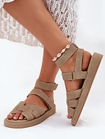 Dámské sandály na suchý zip Khaki Uvissa