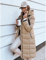 Dámská prošívaná zimní bunda s kapucí MENSI tmavě béžová FashionStreet TY3970 Dámská prošívaná zimní bunda s kapucí MENSI tmavě béžová FashionStreet TY3970