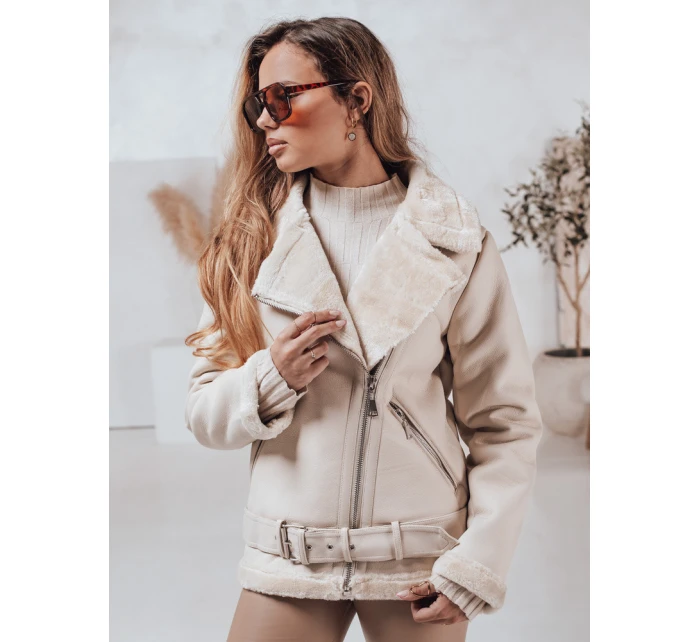 Dámská kožená bunda s ovčí kůží NORFDIMA bílá FashionStreet TY4735