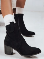 Dámské semišové kozačky na podpatku černé FashionStreet ZY1221
