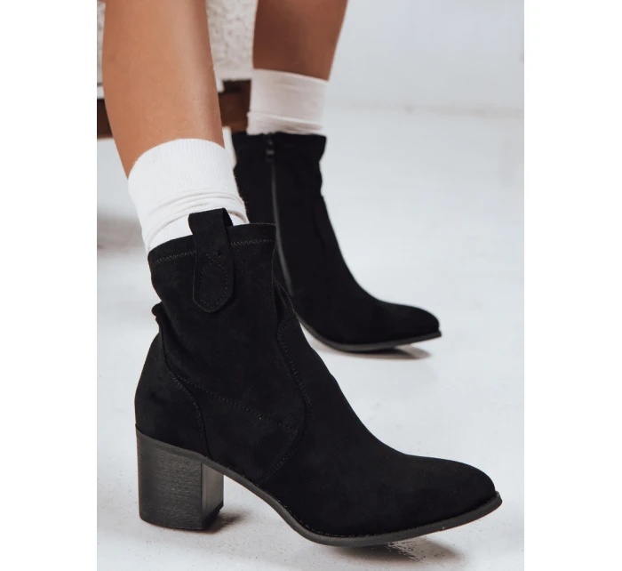 Dámské semišové kozačky na podpatku černé FashionStreet ZY1221
