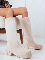 Dámské béžové kozačky model 21993933 - Dstreet Dámské béžové kozačky model 21993933 - Dstreet