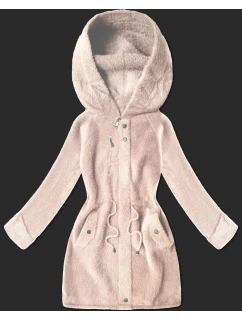 bunda typu alpaka v lososové barvě s kapucí model 21482435 - MHM