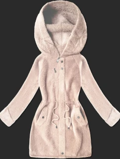 bunda typu alpaka v lososové barvě s kapucí model 21482435 - MHM