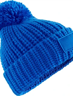 Beechfield B 329 Pletená čepice s bambulí "Toasty Patch" 53.0329 luminous blue
