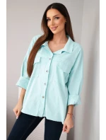 Dámská bavlněná košile s kapsami mátová Dámská bavlněná košile s kapsami mátová