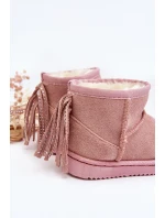 Dětské zateplené sněhule s mašlemi na špičce Růžové Mikyla