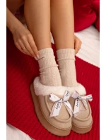 Dámské pantofle s kožešinou a mašlí Béžové Fenella Dámské pantofle s kožešinou a mašlí Béžové Fenella