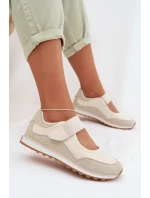 Sportovní dámské polobotky na suchý zip Béžové model 22026561 - EVENTO