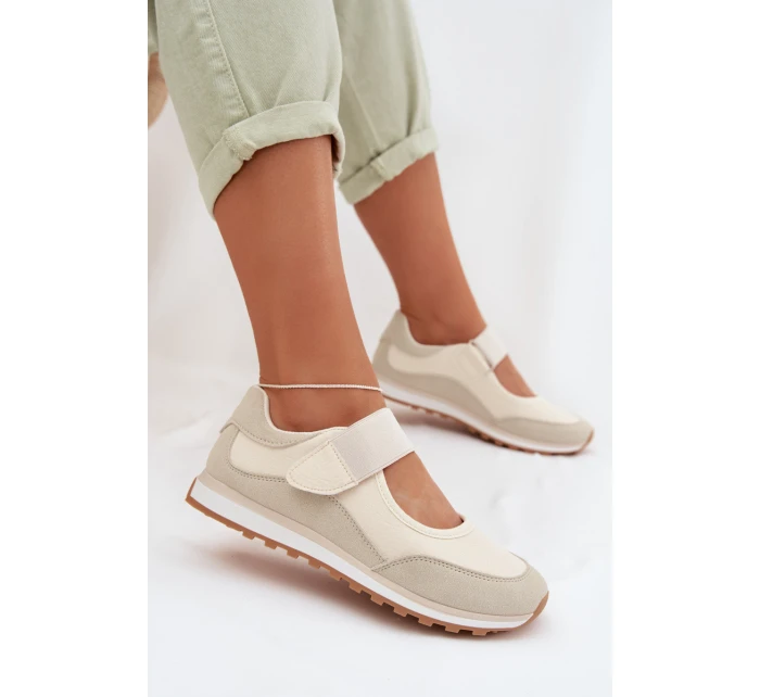 Sportovní dámské polobotky na suchý zip Béžové model 22026561 - EVENTO