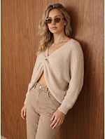 Sweter damski oversize z beżowy model 22546912 - FashionStreet Sweter damski oversize z beżowy model 22546912 - FashionStreet