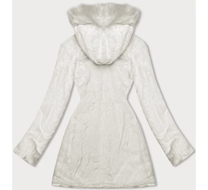 Oboustranná dámská prošívaná bunda - kožíšek v barvě ecru (H-897-11)