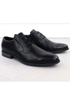 Pánské černé kožené společenské polobotky Bugatti SS153157