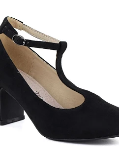 Černé semišové lodičky s podpatkem model 22073628