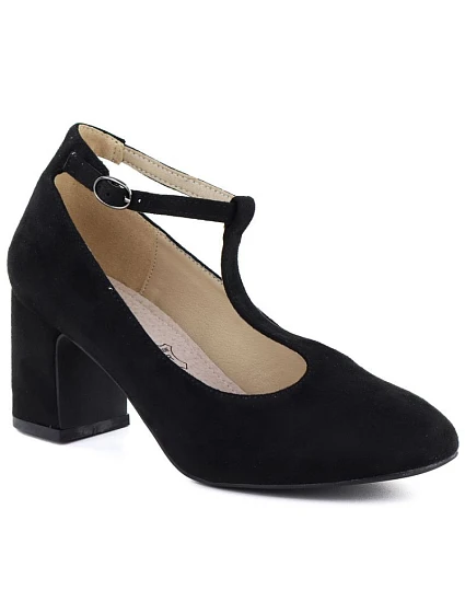 Černé semišové lodičky s podpatkem model 22073628