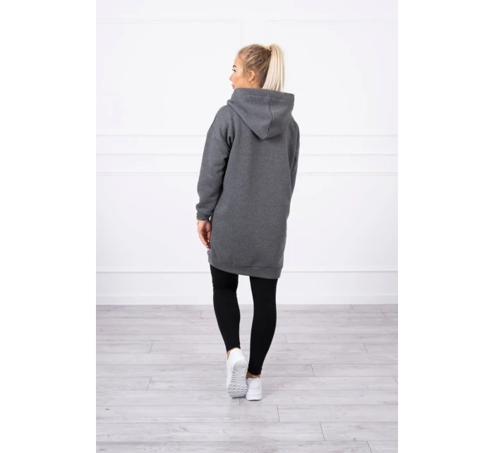 Mikina s kapucí a nášivkami grafitová