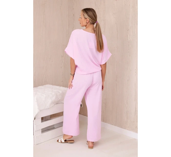 Souprava halenky a kalhot světle růžová