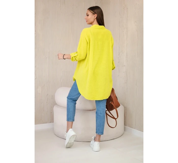 Bavlněná mušelínová košile oversize kiwi