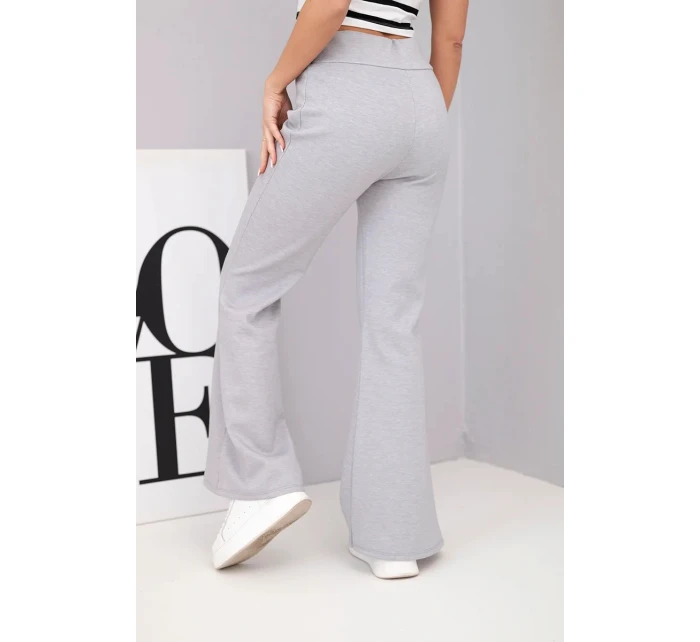 Dámské kalhoty máslíčko s rozšiřující se nohavicí šedé