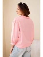 Dámská bavlněná košile s krajkou a vázáním meruňková