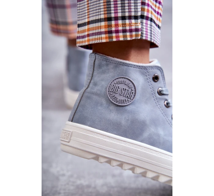 Dámské Kožené Teplé Tenisky Big Star EE274115 Světle Modré Dámské Kožené Teplé Tenisky Big Star EE274115 Světle Modré