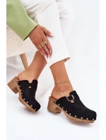 Dámské Pantofle Na Podpatku S Přezkou Černé model 21700144 - Boto