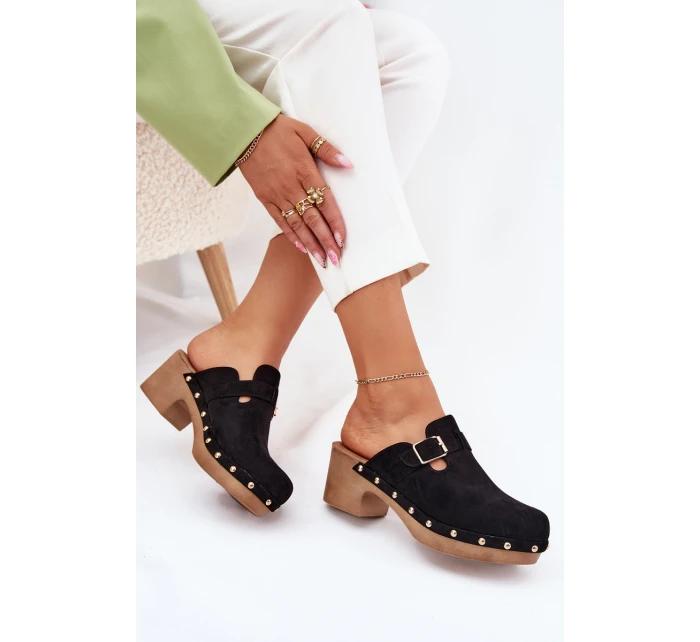 Dámské Pantofle Na Podpatku S Přezkou Černé model 21700144 - Boto