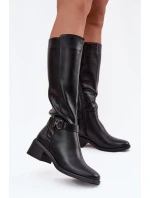 dámské kozačky na klínu s páskem  černé model 21714145 - SERGIO LEONE
