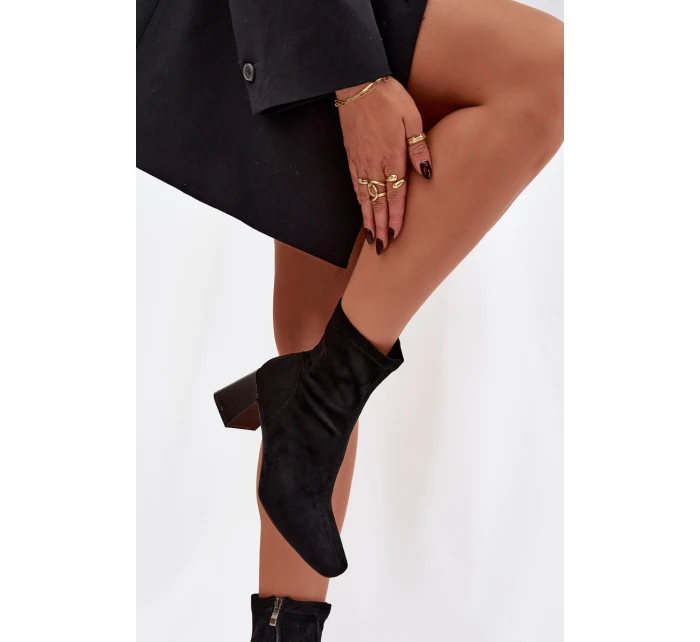 Dámské kotníkové boty na podpatku z eko semiše Olianne