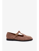 Dámské polobotky s páskem semiš Khaki model 22196374 - Boto