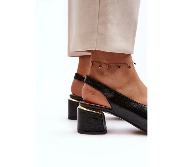 Kožené sandály s ozdobou Laura Messi 2719 Black Kožené sandály s ozdobou Laura Messi 2719 Black