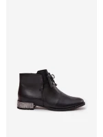 Dámské kožené boty na nízkém podpatku Zazoo – černé Dámské kožené boty na nízkém podpatku Zazoo – černé
