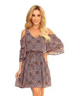 MARINA - Vzdušné dámské šaty s výstřihem a marockým vzorem 292-3