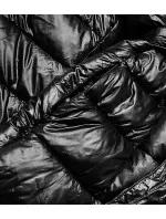 Černá dámská bunda s vyhrnutým límcem (ag1-j9061b)