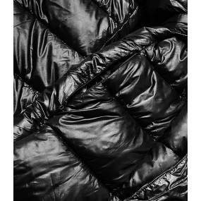 Černá dámská bunda s vyhrnutým límcem (ag1-j9061b)