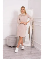 Šaty s kapucí a kapsami béžové