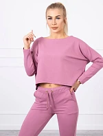 Souprava s oversize blůzou tmavě růžová