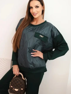 Dámský souprava z viskózy s model 21439234 mikinou a kalhotami tmavě zelený - K-Fashion